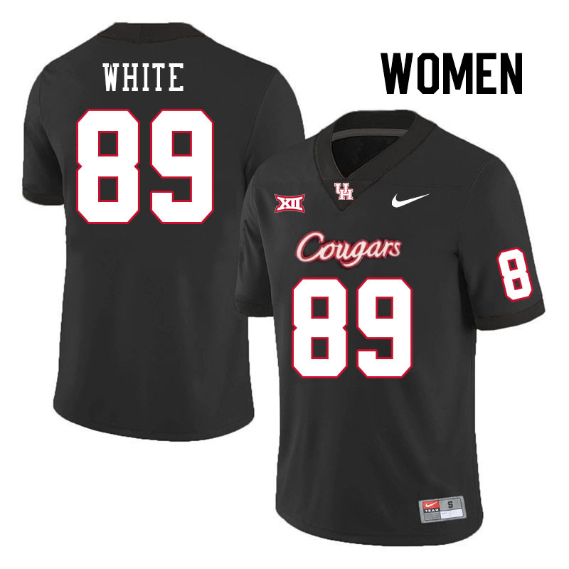 Women #89 Kolby White Houston Cougars College Football Jerseys Stitched-Black